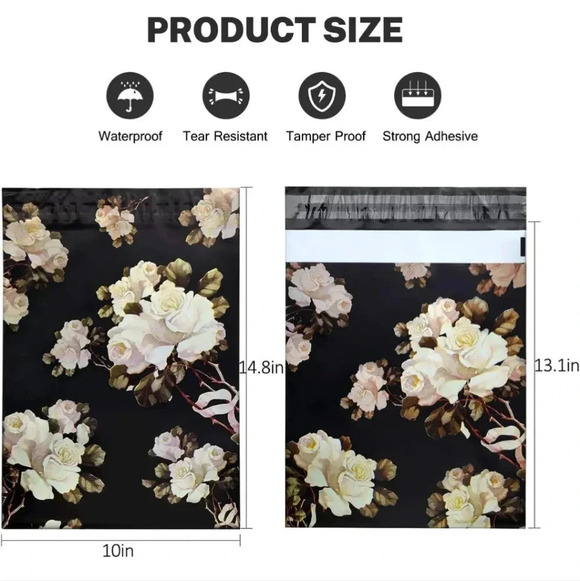 10X13 (100 Pack) Floral Pattern Poly Mailer Envelope Plastic Custom Mailing - Picture 2 of 6